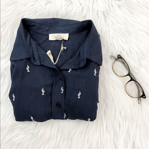 Forever Moon Tops - Cactus Button Up Shirt